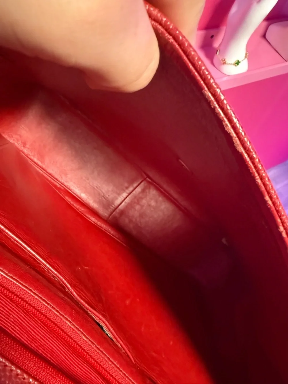 CHANEL Red Quilted Top-Handle Satchel with Gold CC - Picture 7 of 9